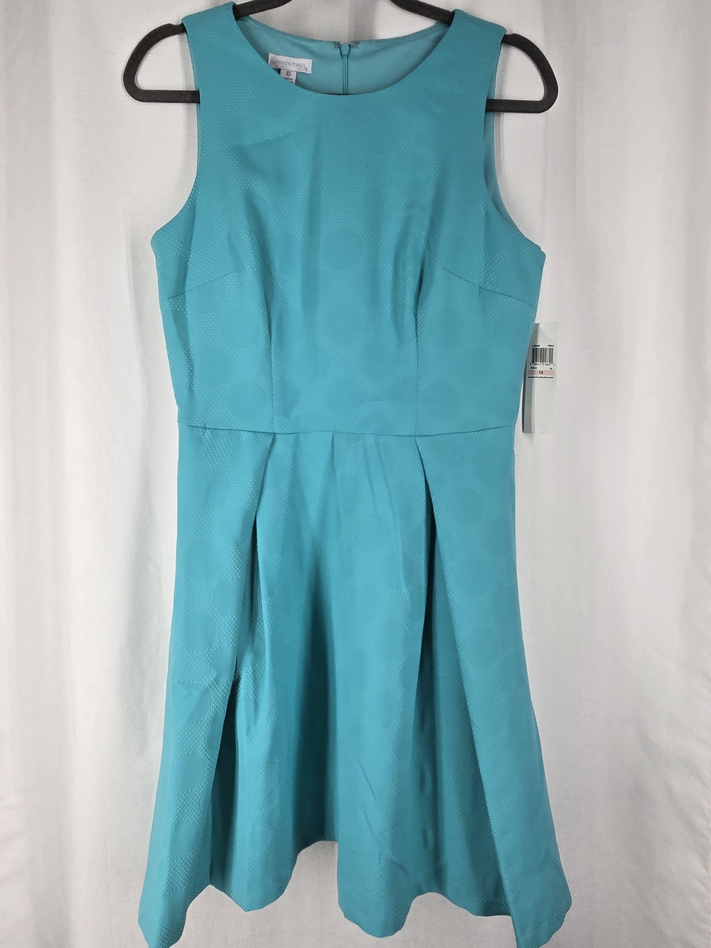 London Times Aqua Textured Dot Sheath Dress